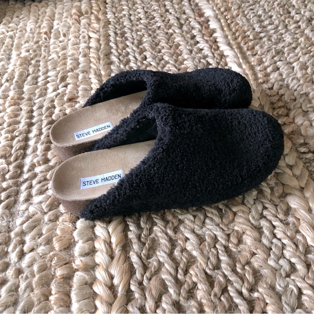 STEVE MADDEN Black Boucle Slip-on Mule Clog women’s size 9